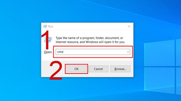 Tại mục Open bạn nhập “cmd”
