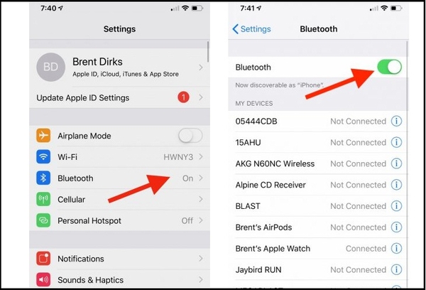 Mở cài đặt> Chọn Bluetooth> Gạt sang vị trí tắt