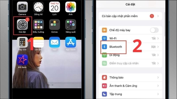 Đầu tiên vẫn vào mục “Cài đặt” chọn biểu tượng “Bluetooth”