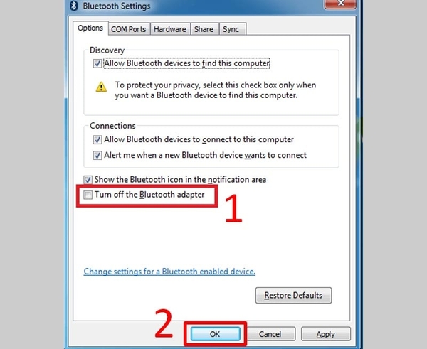Cho phép các thiết bị tìm thấy laptop là cách đơn giản để xử lý lỗi không tìm thấy thiết bị