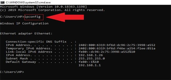 Cách 2: Khởi động lại IP Configuration bằng Command Prompt