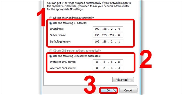 Cách 3: Cài đặt địa chỉ IP tĩnh theo cách thủ công cho máy tính hệ điều hành Windows