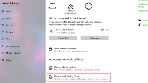 Network and Sharing Center