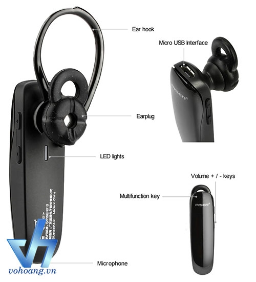 Écouteurs Bluetooth Pisen LE001 - Noir - Compatibles Tous Téléphones - Neuf Sous Blister