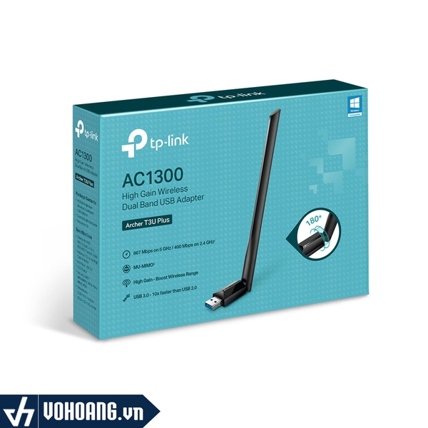 TP-Link T3U Plus | Usb Thu WiFi ( Card WiFi ) Cho LapTop/PC Công Suất Cao AC1300