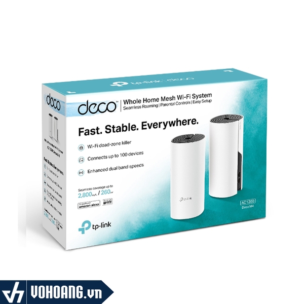 TP-Link Deco M4 (2-Pack) | Hệ Thống Wi-Fi Mesh Dành Cho Gia Đình | Băng Tần Kép AC1200