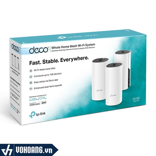 TP-Link Deco M4 (3-Pack) | Hệ Thống Wi-Fi Mesh Dành Cho Gia Đình | Băng Tần Kép AC1200