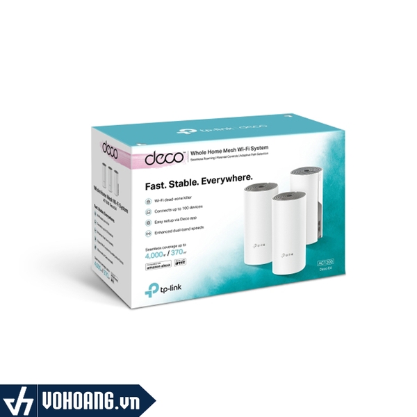 TP-Link Deco E4 (Pack 3) | Hệ Thống Wi-Fi Mesh Phủ Sóng Rộng Không Điểm Chết AC1200