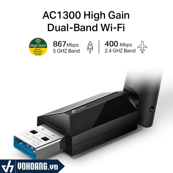 TP-Link T3U Plus | Usb Thu WiFi ( Card WiFi ) Cho LapTop/PC Công Suất Cao AC1300