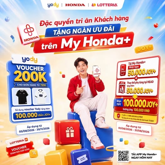 Đặc quyền tri ân khách hàng - Tặng ngàn ưu đãi trên My Honda+