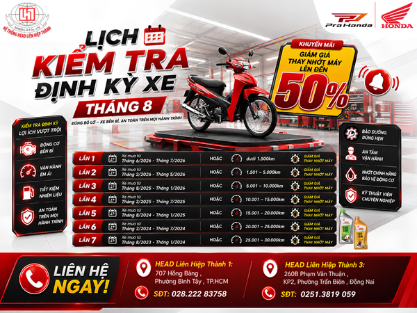 LỊCH KIỂM TRA ĐỊNH KỲ THÁNG 8-2026