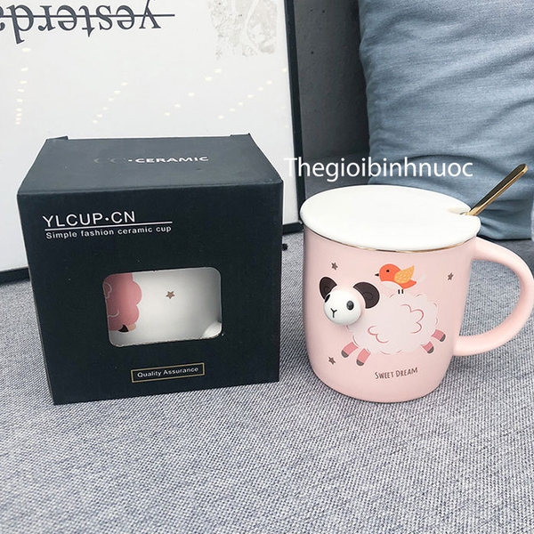 Ly Sứ Cừu Xinh Xắn Tặng Kèm Muỗng