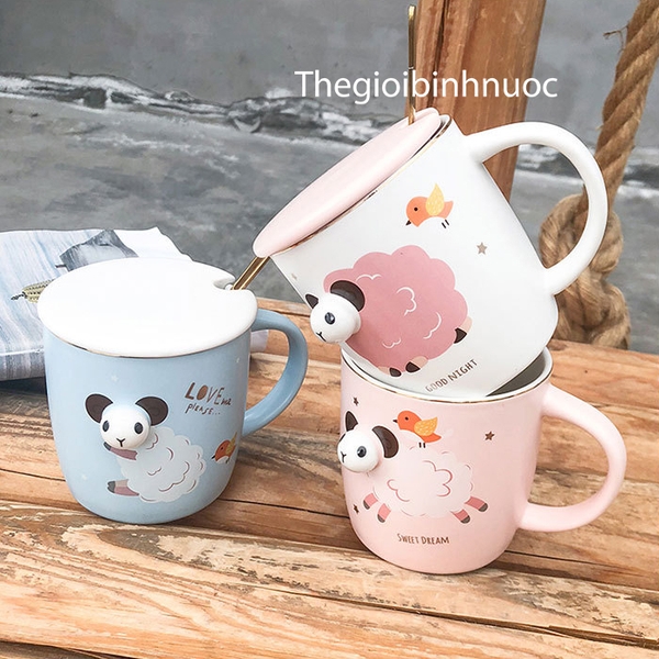 Ly Sứ Cừu Xinh Xắn Tặng Kèm Muỗng