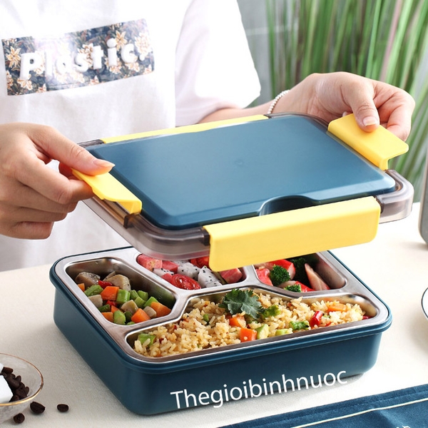 Hộp Cơm Giữ Nhiệt 4 Ngăn Tiện Dụng Kiểu Dáng Hàn Quốc