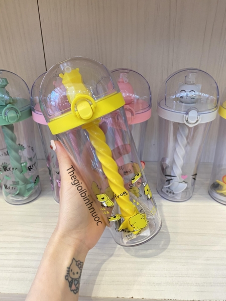 Ly Nhựa Tự Khuấy Hoạ Tiết Đáng Yêu