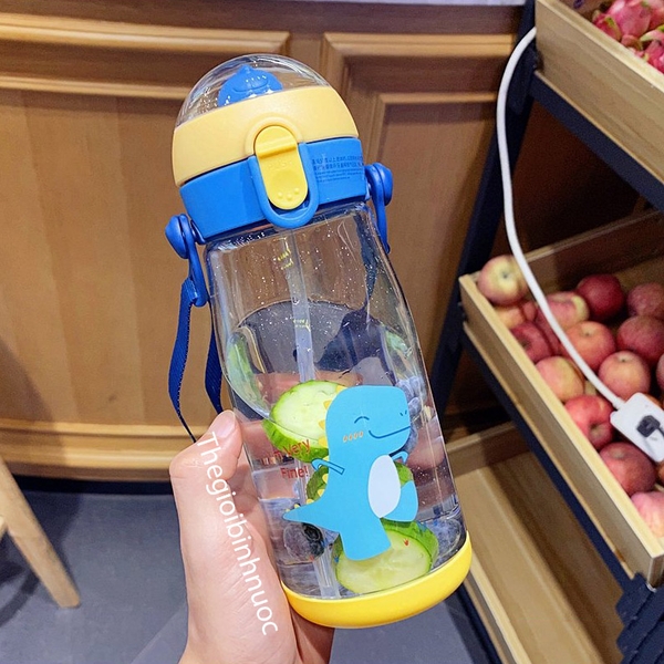 Bình Nước Nhựa Tritan Cho Bé Tập Uống Kèm Dây Đeo