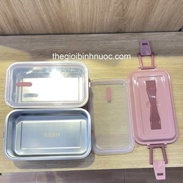 Hộp Cơm Giữ Nhiệt Kiểu Dáng Hàn Quốc 2 Ngăn 1L4 
