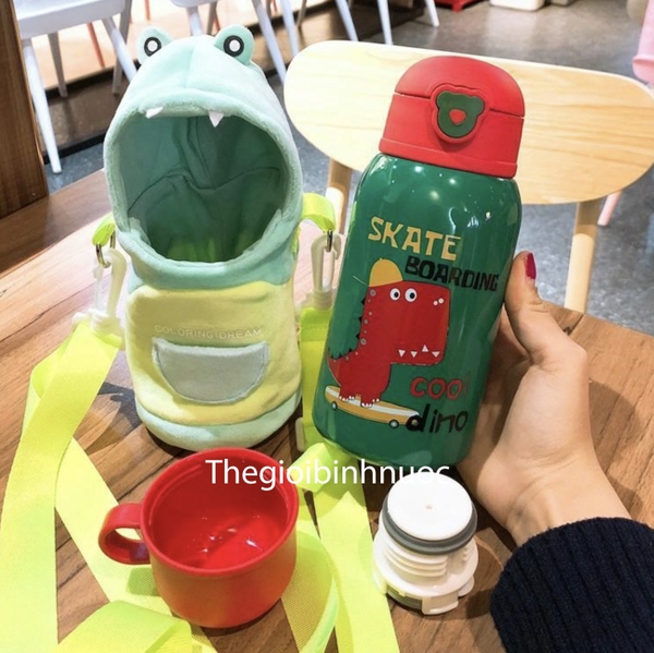 Bình Giữ Nhiệt Cho Bé Tặng Kèm Túi Thú Bông Dễ Thương