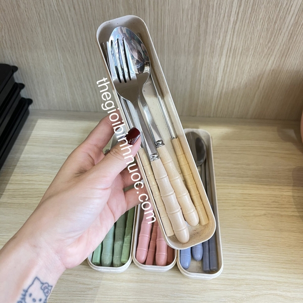 Set Hộp Muỗng Đũa Nĩa Inox 