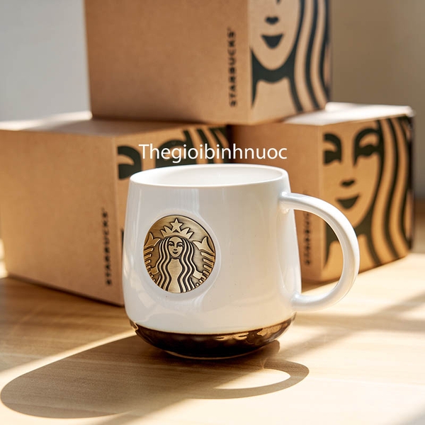 Ly Sứ Starbuck Logo Kim Loại Cao Cấp