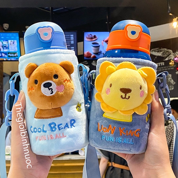Bình Giữ Nhiệt Cho Bé Tặng Kèm Túi Thú Bông Ngộ Nghĩnh