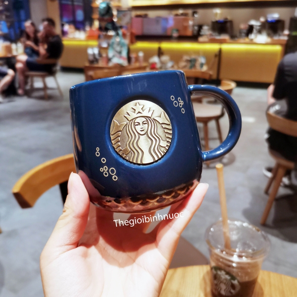 Ly Sứ Starbuck Logo Kim Loại Cao Cấp
