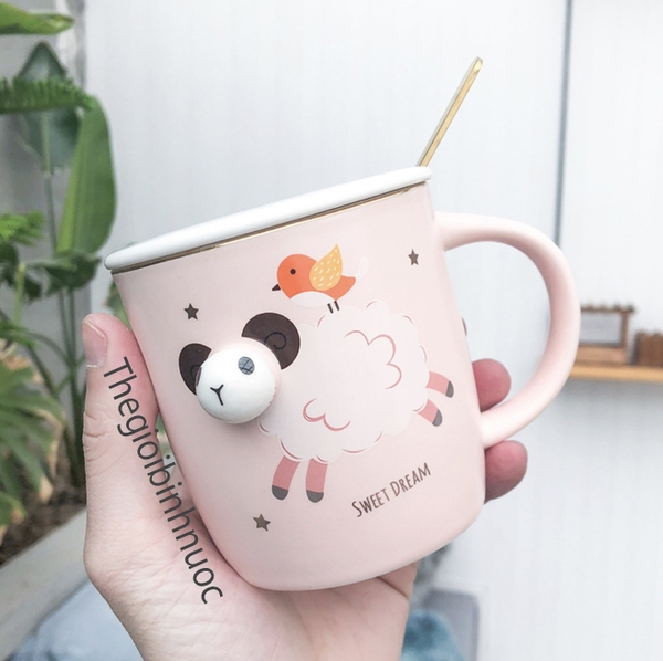 Ly Sứ Cừu Xinh Xắn Tặng Kèm Muỗng