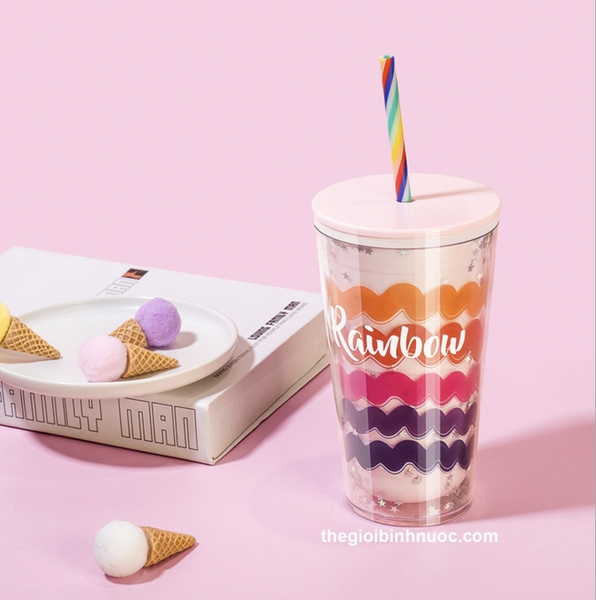 Ly Cold Cup Rainbow Dễ Thương 600ML