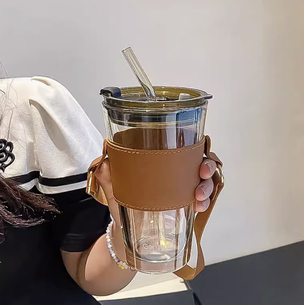 Sỉ In Khắc Logo Ly Thủy Tinh Quai Xách 480M