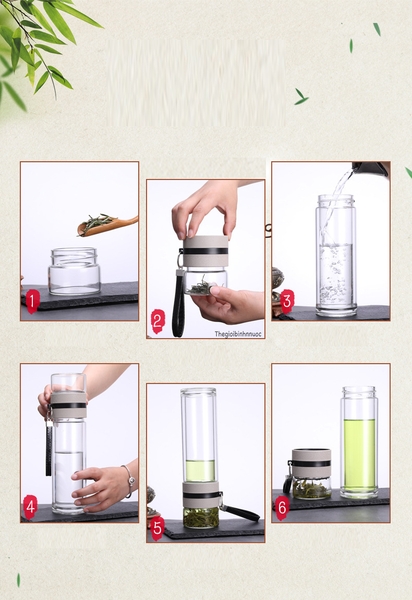 Bình nước thủy tinh 2 lớp