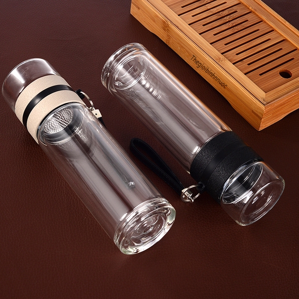 Bình nước thủy tinh 2 lớp