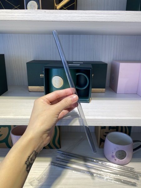 Ống Hút Nhựa  Cứng Trong Cho Ly Stanley Starbucks
