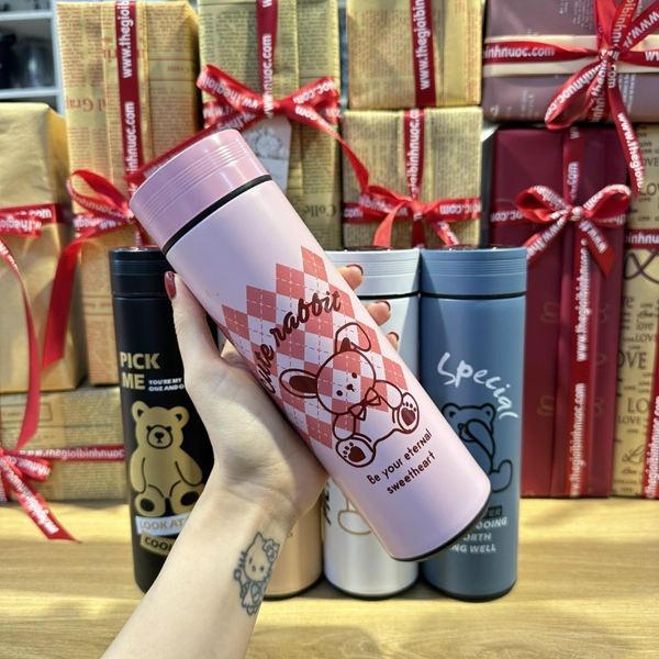 Bình Giữ Nhiệt Gấu Nắp Hiển Thị Nhiệt Độ 500ML