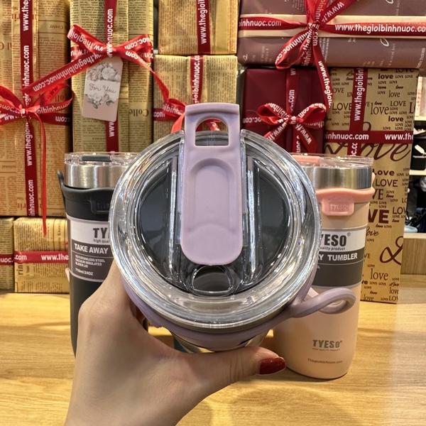Ly Giữ Nhiệt TYESO 710Ml TẶNG KÈM TÚI VÀ SET ỐNG HÚT INOX