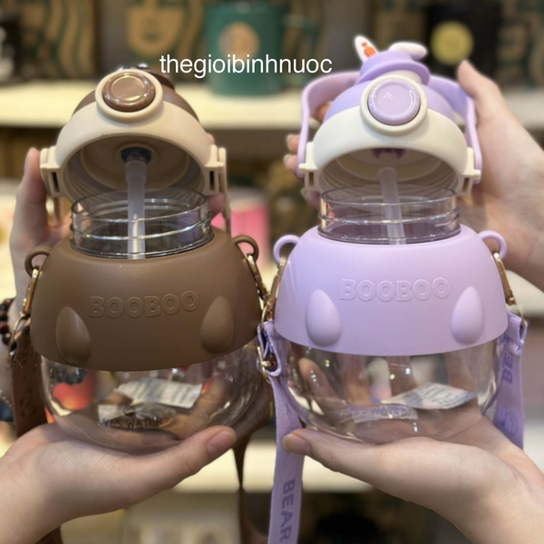 Bình Nhựa BPA FREE Đeo Chéo Dễ Thương 1Lit 