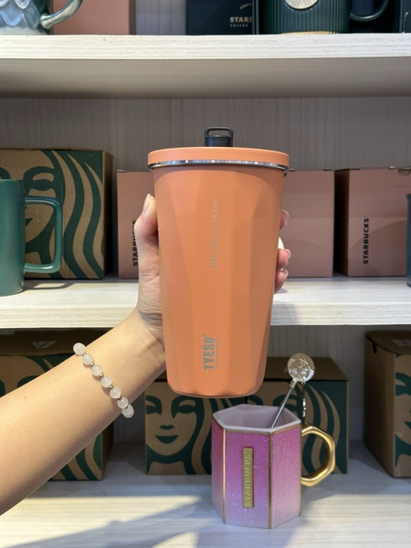 Ly Giữ Nhiệt TYESO 600Ml Kèm Ống Hút Và Nút Chặn Ống Hút