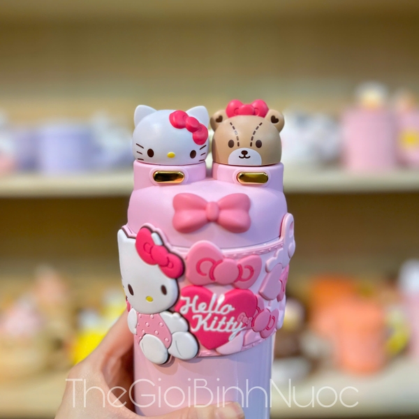 Bình Giữ Nhiệt Kapibara & Hello Kitty Cao Cấp 550ML