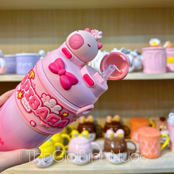 Bình Giữ Nhiệt Kapibara & Hello Kitty Cao Cấp 550ML