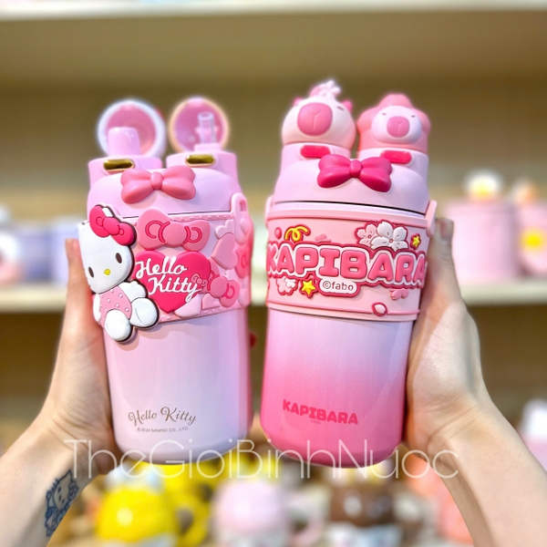 Bình Giữ Nhiệt Kapibara & Hello Kitty Cao Cấp 550ML