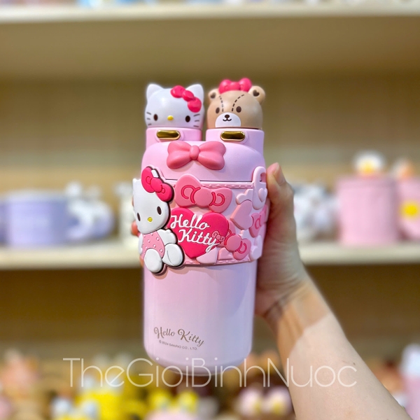 Bình Giữ Nhiệt Kapibara & Hello Kitty Cao Cấp 550ML
