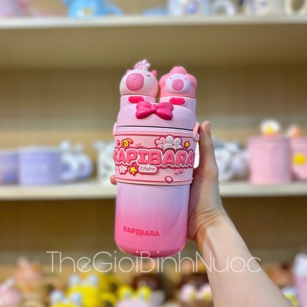Bình Giữ Nhiệt Kapibara & Hello Kitty Cao Cấp 550ML