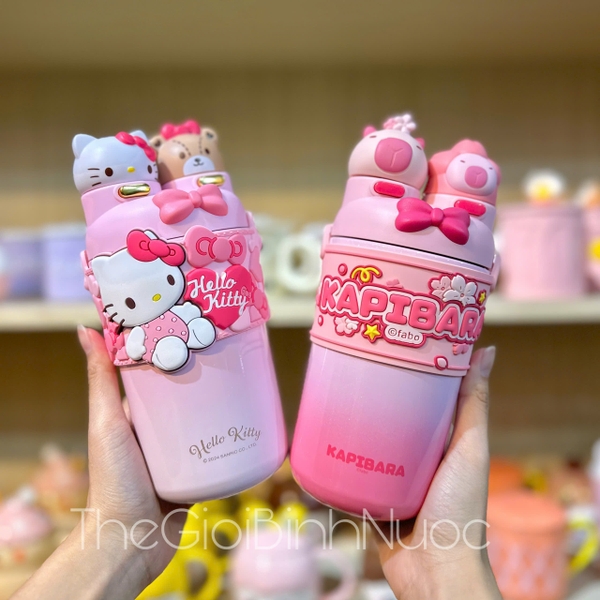 Bình Giữ Nhiệt Kapibara & Hello Kitty Cao Cấp 550ML