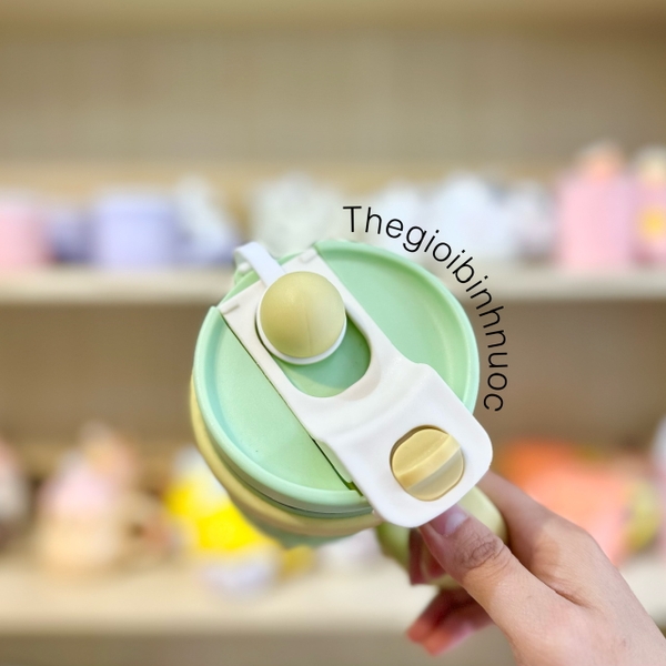 Ly Giữ Nhiệt 1Lit Có Quai Cầm Tặng Kèm Ống Hút Tiện Lợi