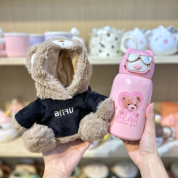 Bình Giữ Nhiệt Kèm Túi Gấu Dễ Thương 500ML 