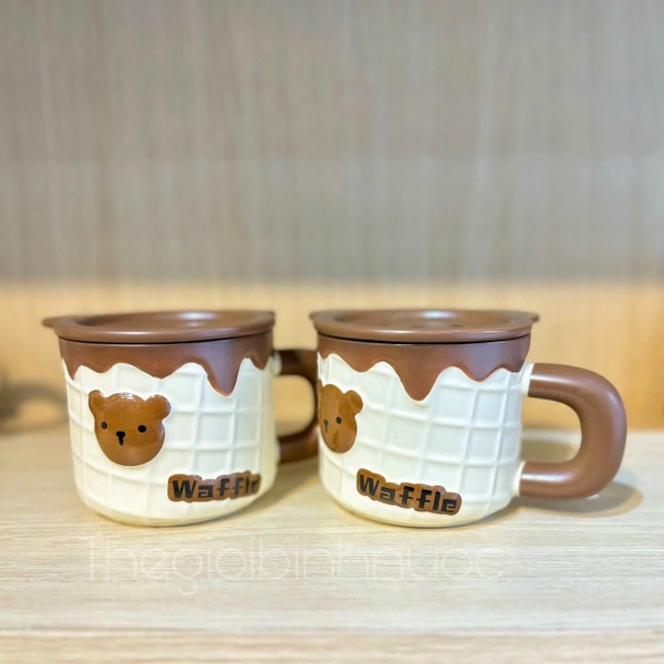 Ly Sứ Gấu Nâu Tặng Kèm Muỗng Siêu Đáng Yêu 500ML