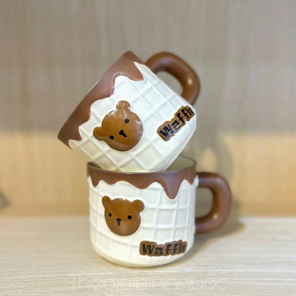 Ly Sứ Gấu Nâu Tặng Kèm Muỗng Siêu Đáng Yêu 500ML