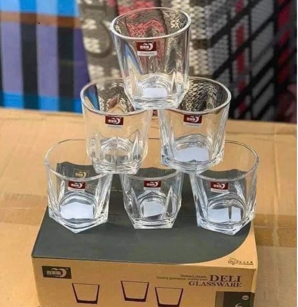 Sỉ In Logo Set 6 LY THỦY TINH 5 CẠNH 210ML CB001