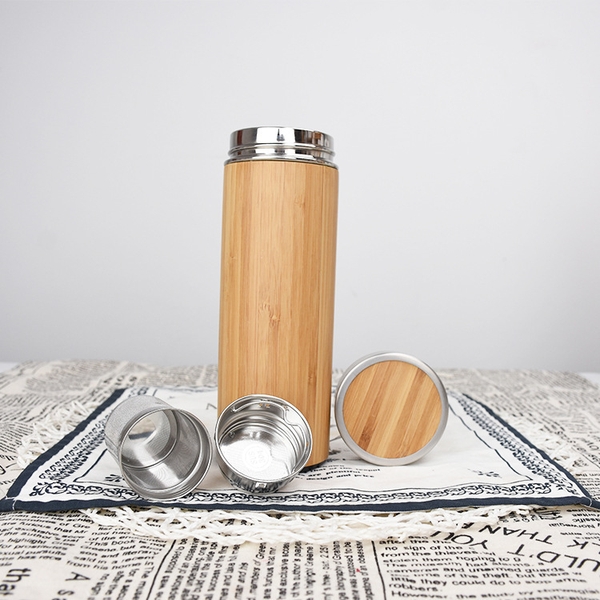 Sỉ In Khắc Logo Bình Tre Giữ Nhiệt 450ML