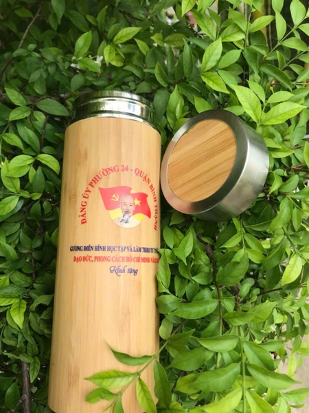 Sỉ In Tên Khắc Logo Bình Tre Giữ Nhiệt 450ML