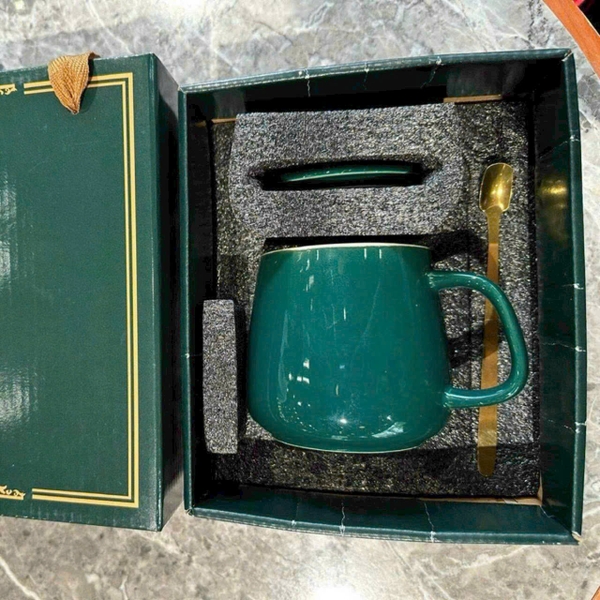 Sỉ In Logo Ly Cốc Sứ 350ML Kèm Hộp Muỗng